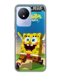 Чехол для Vivo Y02 с картинкой «Губка Боб Minecraft»