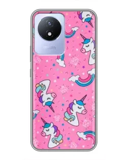 Чохол для Vivo Y02 з картинкою «Unicorn паттерн рожевий»