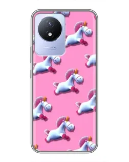 Чохол для Vivo Y02 з картинкою «Єдинороги на рожевому»