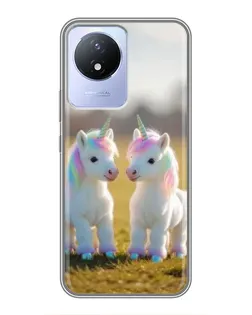 Чохол для Vivo Y02 з картинкою «Пара єдинорогів»