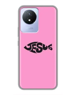 Чехол для Vivo Y02 с картинкой «Розовый символ  Jesus»