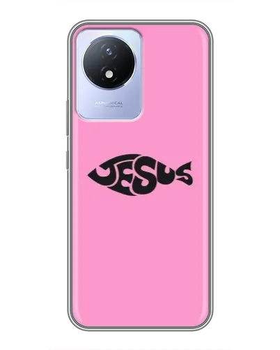Чехол для Vivo Y02 с картинкой «Розовый символ  Jesus»