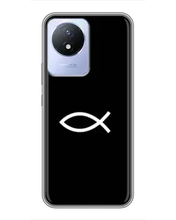 Чехол для Vivo Y02 с картинкой «Символ рыбы Jesus»