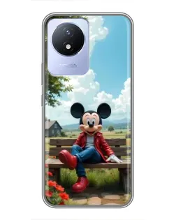 Чехол для Vivo Y02 с картинкой «Микки на скамейке»
