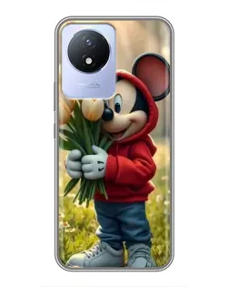 Чохол для Vivo Y02 з картинкою «Міккі з тюльпанами»