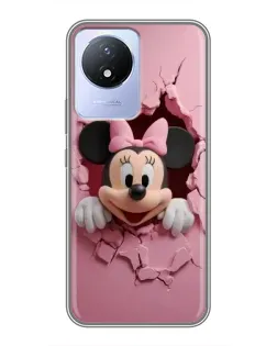 Чехол для Vivo Y02 с картинкой «Минни сквозь стену»