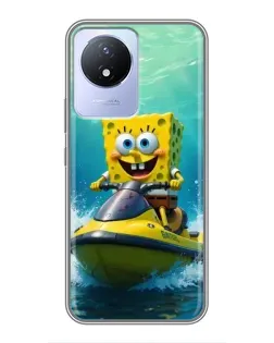 Чохол для Vivo Y02 з картинкою «Спанч Боб на гідроциклі»