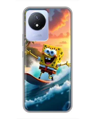 Чехол для Vivo Y02 с картинкой «Губка Боб серфингист»