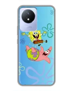 Чехол для Vivo Y02 с картинкой «Спанч Боб и Патрик»