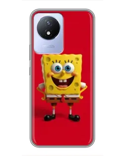 Чехол для Vivo Y02 с картинкой «Спанч Боб на красном»