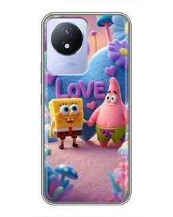Чехол для Vivo Y02 с картинкой «Губка Боб Патрик»