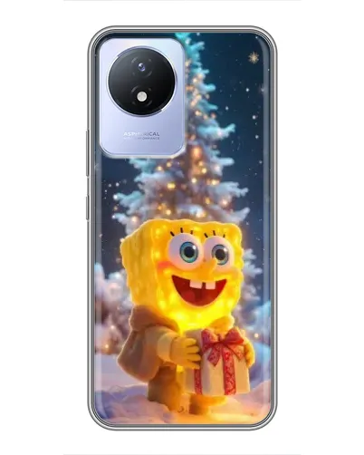 Чехол для Vivo Y02 с картинкой «Рождественский Спанч Боб»