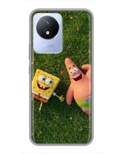 Чехол для Vivo Y02 с картинкой «Друзья на лужайке»