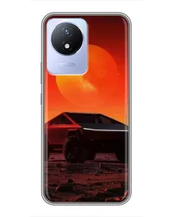 Чехол для Vivo Y02 с картинкой «Cybertruck на Марсе»