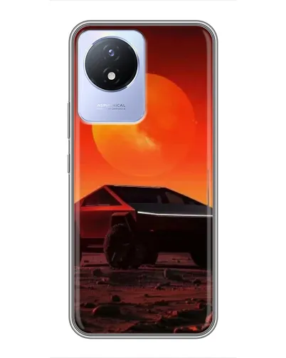 Чехол для Vivo Y02 с картинкой «Cybertruck на Марсе»