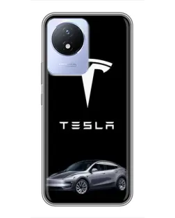 Чехол для Vivo Y02 с картинкой «Tesla Model Y»