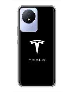 Чехол для Vivo Y02 с картинкой «Tesla White Logo»