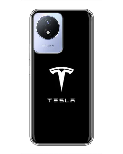 Чехол для Vivo Y02 с картинкой «Tesla White Logo»