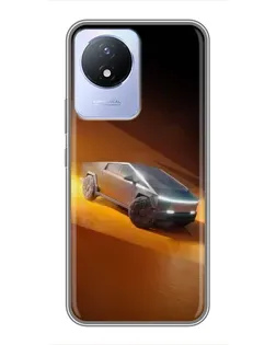 Чехол для Vivo Y02 с картинкой «Cybertruck в пустыне»