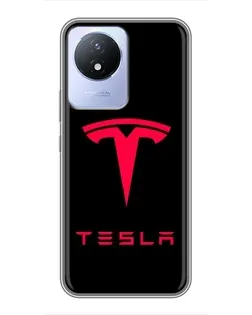 Чехол для Vivo Y02 с картинкой «Tesla Red Logo»