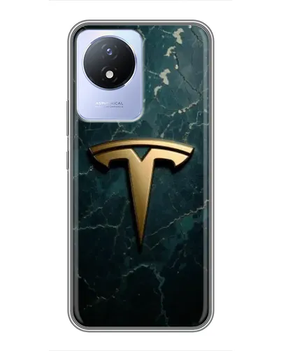 Чехол для Vivo Y02 с картинкой «Мраморная Tesla Gold»