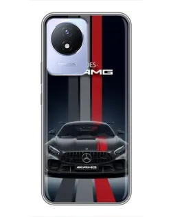 Чехол для Vivo Y02 с картинкой «Mercedes — белый карбон»