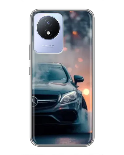 Чехол для Vivo Y02 с картинкой «Mercedes — ночной город»