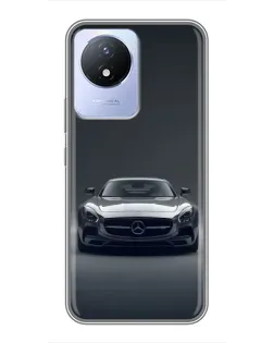 Чехол для Vivo Y02 с картинкой «Mercedes на черном»