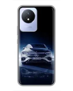Чехол для Vivo Y02 с картинкой «Ночной Mercedes EQ»