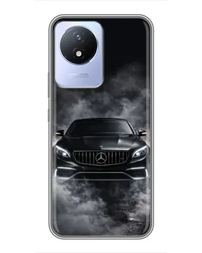Чехол для Vivo Y02 с картинкой «Mercedes в дыму»