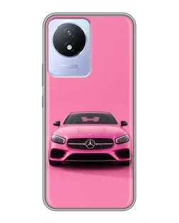 Чехол для Vivo Y02 с картинкой «Розовый Mercedes AMG»