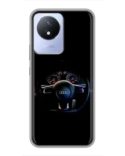 Чехол для Vivo Y02 с картинкой «Салон Audi — руль»