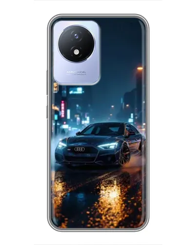 Чехол для Vivo Y02 с картинкой «Ночной город и Audi» Чехол для Vivo Y02 с картинкой «Ночной город и Audi»