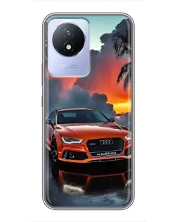 Чехол для Vivo Y02 с картинкой «Audi — закат»
