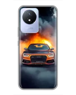 Чехол для Vivo Y02 с картинкой «Audi в огненном дыму»