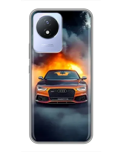 Чехол для Vivo Y02 с картинкой «Audi в огненном дыму» Чехол для Vivo Y02 с картинкой «Audi в огненном дыму»