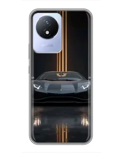 Чехол для Vivo Y02 с картинкой «Lamborghini золотые линии»