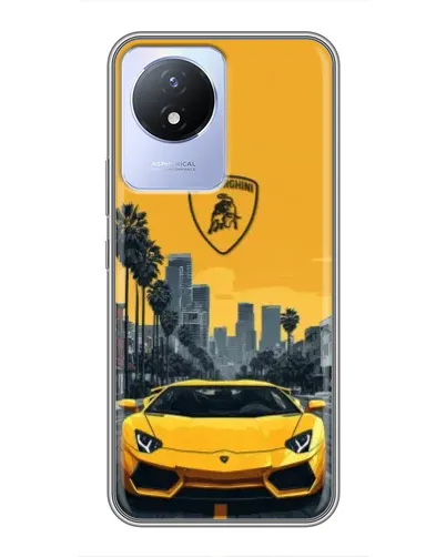 Чехол для Vivo Y02 с картинкой «Желтый Lamborghini город»
