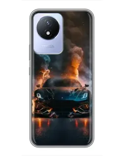 Чехол для Vivo Y02 с картинкой «Lamborghini дымная эстетика»