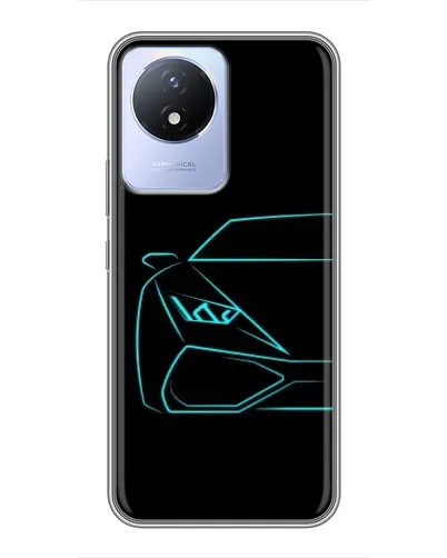 Чехол для Vivo Y02 с картинкой «Голубой силуэт Lamborghini»