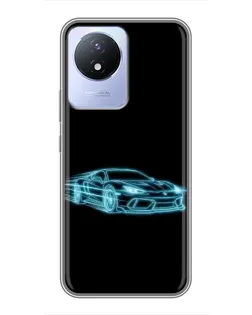 Чехол для Vivo Y02 с картинкой «Неоновый контур Lamborghini»