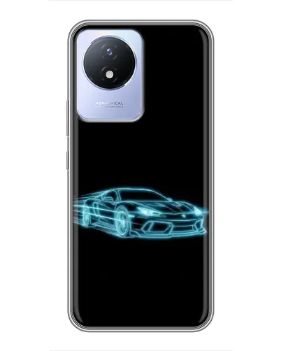 Чехол для Vivo Y02 с картинкой «Неоновый контур Lamborghini»