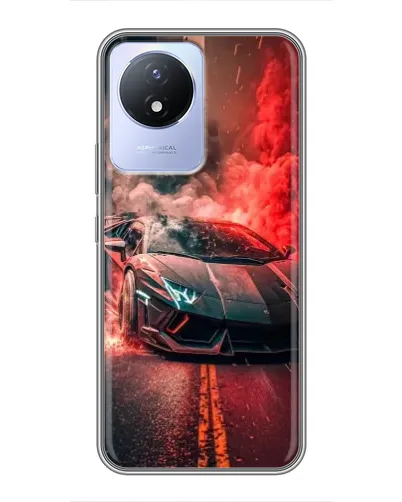 Чехол для Vivo Y02 с картинкой «Lamborghini красный дым»