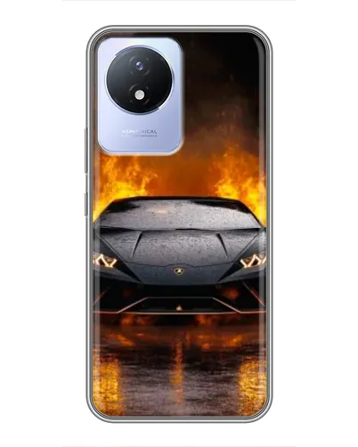 Чехол для Vivo Y02 с картинкой «Lamborghini в огне»