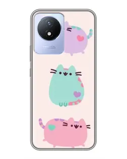 Чохол для Vivo Y02 з картинкою «Pusheen тріо»