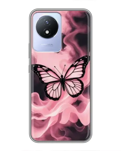 Чехол для Vivo Y02 с картинкой «Бабочка в дыму»