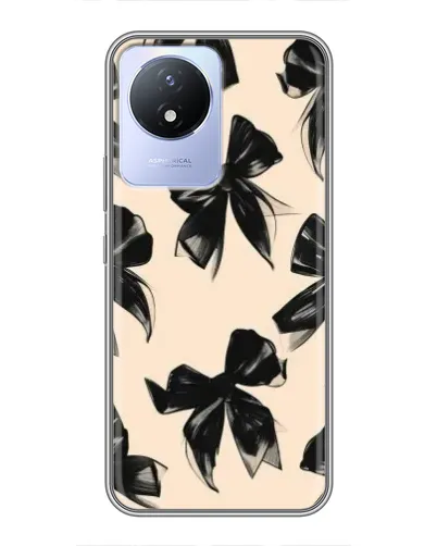 Чехол для Vivo Y02 с картинкой «Паттерн черные банты»