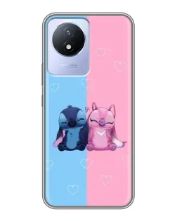 Чехол для Vivo Y02 с картинкой «Stitch и Angel Love»