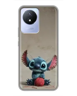 Чехол для Vivo Y02 с картинкой «Стич на коричневом фоне»