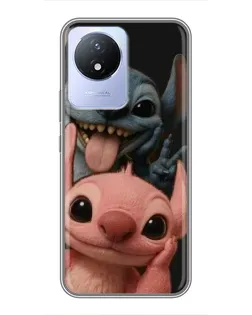 Чехол для Vivo Y02 с картинкой «Стич и Ангел»